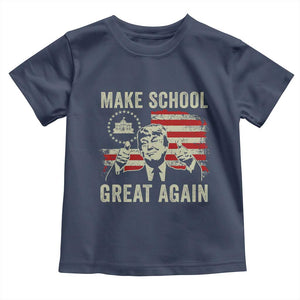 Funny Trump Make School Great Again Toddler T Shirt Back To School American Flag TS11 Navy Print Your Wear