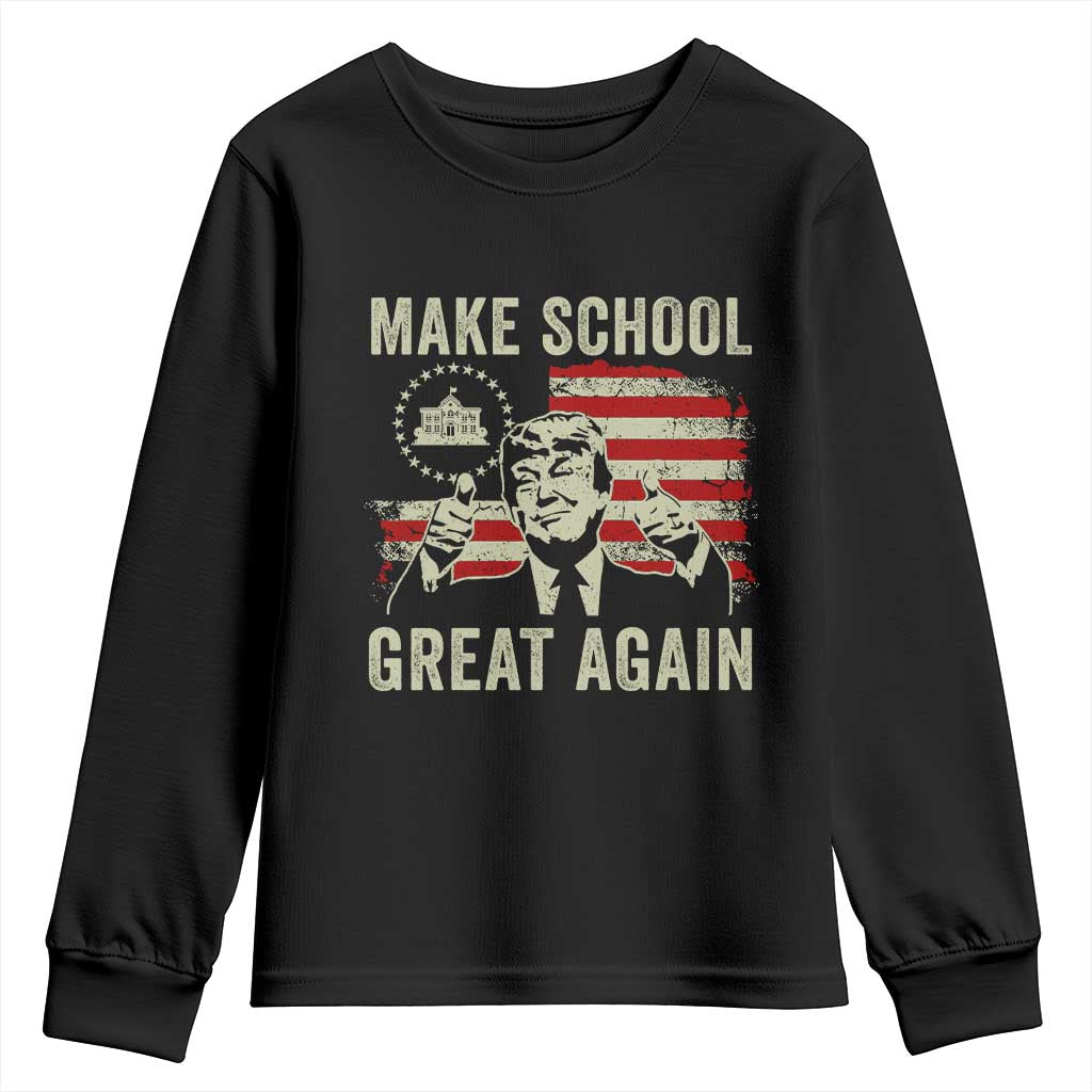 Funny Trump Make School Great Again Youth Sweatshirt Back To School American Flag TS11 Black Print Your Wear