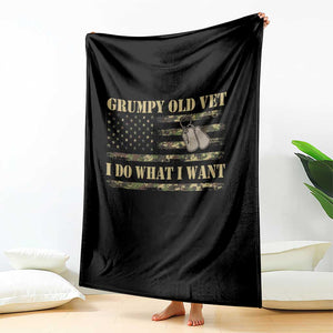 Funny Grumpy Old Vet I Do What I Want Throw Blanket Military Veteran Camo American Flag TS11 Print Your Wear