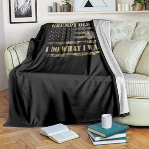 Funny Grumpy Old Vet I Do What I Want Throw Blanket Military Veteran Camo American Flag TS11 Print Your Wear