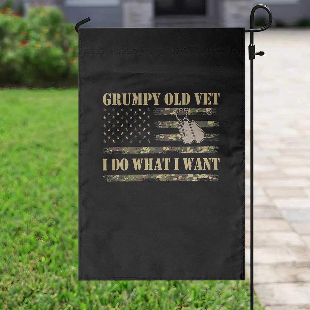 Funny Grumpy Old Vet I Do What I Want Garden Flag Military Veteran Camo American Flag TS11 Print Your Wear
