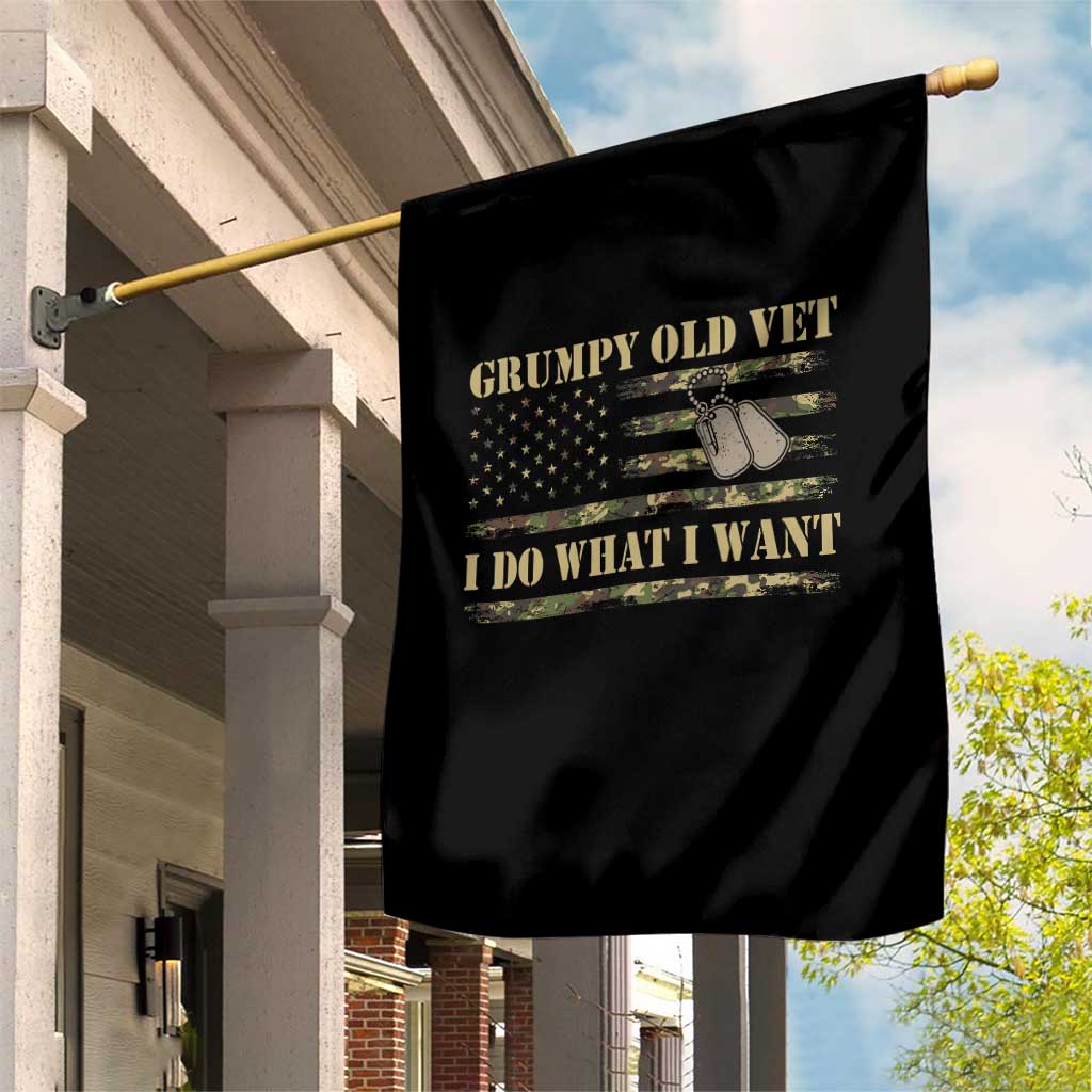 Funny Grumpy Old Vet I Do What I Want Garden Flag Military Veteran Camo American Flag TS11 Print Your Wear