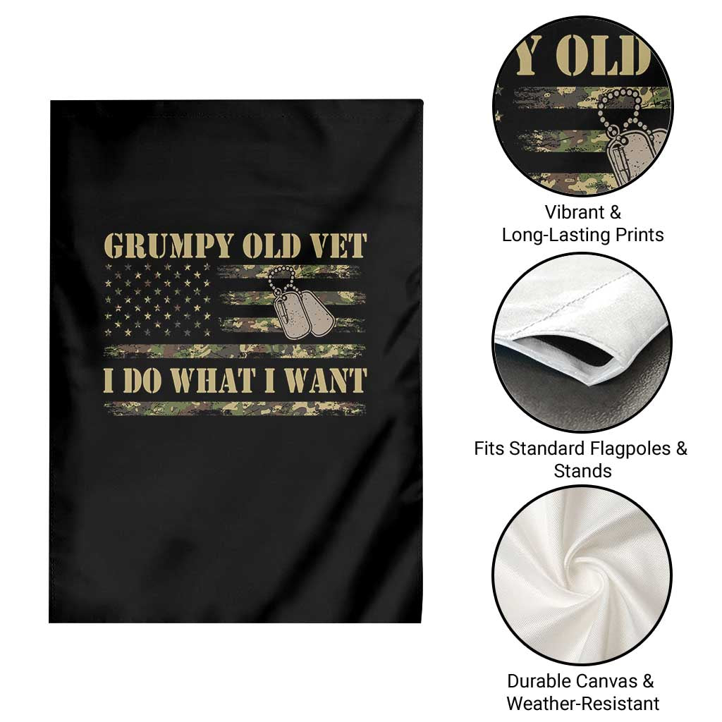 Funny Grumpy Old Vet I Do What I Want Garden Flag Military Veteran Camo American Flag TS11 Print Your Wear