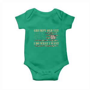 Funny Grumpy Old Vet I Do What I Want Baby Onesie Military Veteran Camo American Flag TS11 Irish Green Print Your Wear