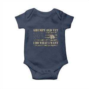 Funny Grumpy Old Vet I Do What I Want Baby Onesie Military Veteran Camo American Flag TS11 Navy Print Your Wear