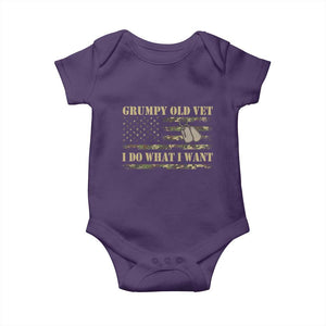 Funny Grumpy Old Vet I Do What I Want Baby Onesie Military Veteran Camo American Flag TS11 Purple Print Your Wear