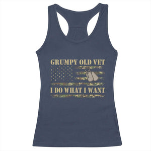 Funny Grumpy Old Vet I Do What I Want Racerback Tank Top Military Veteran Camo American Flag TS11 Navy Print Your Wear