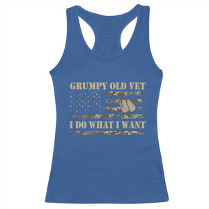 Funny Grumpy Old Vet I Do What I Want Racerback Tank Top Military Veteran Camo American Flag TS11 Royal Blue Print Your Wear