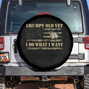 Funny Grumpy Old Vet I Do What I Want Spare Tire Cover Military Veteran Camo American Flag TS11 No hole Black Print Your Wear