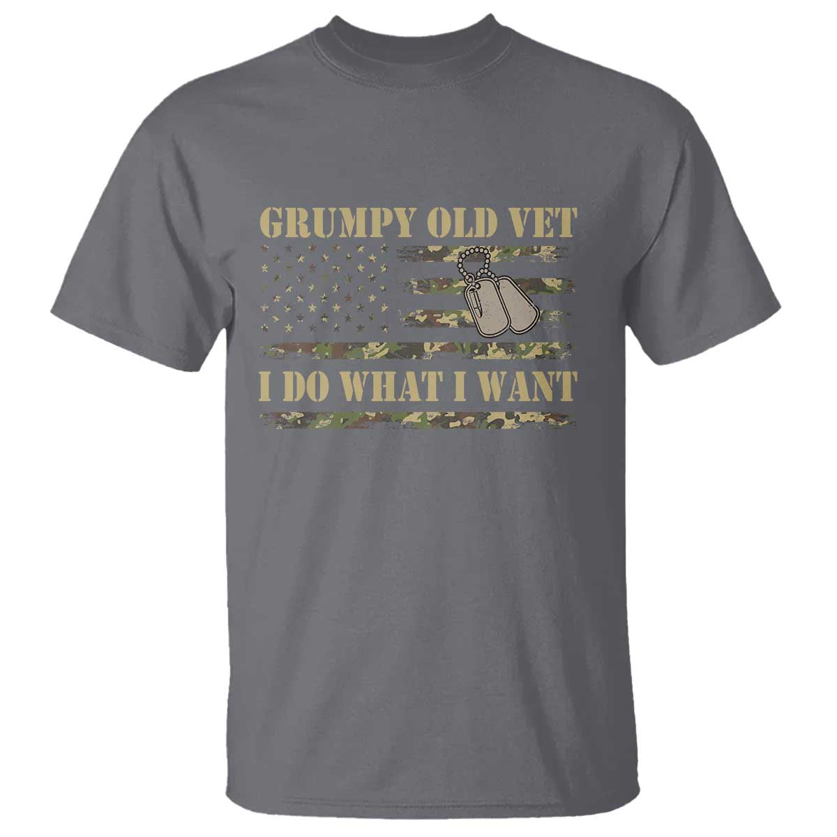 Funny Grumpy Old Vet I Do What I Want T Shirt Military Veteran Camo American Flag TS11 Charcoal Print Your Wear