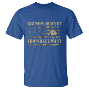 Funny Grumpy Old Vet I Do What I Want T Shirt - Military Veteran Camo American Flag Humor Tee TS11 Royal Blue Print Your Wear
