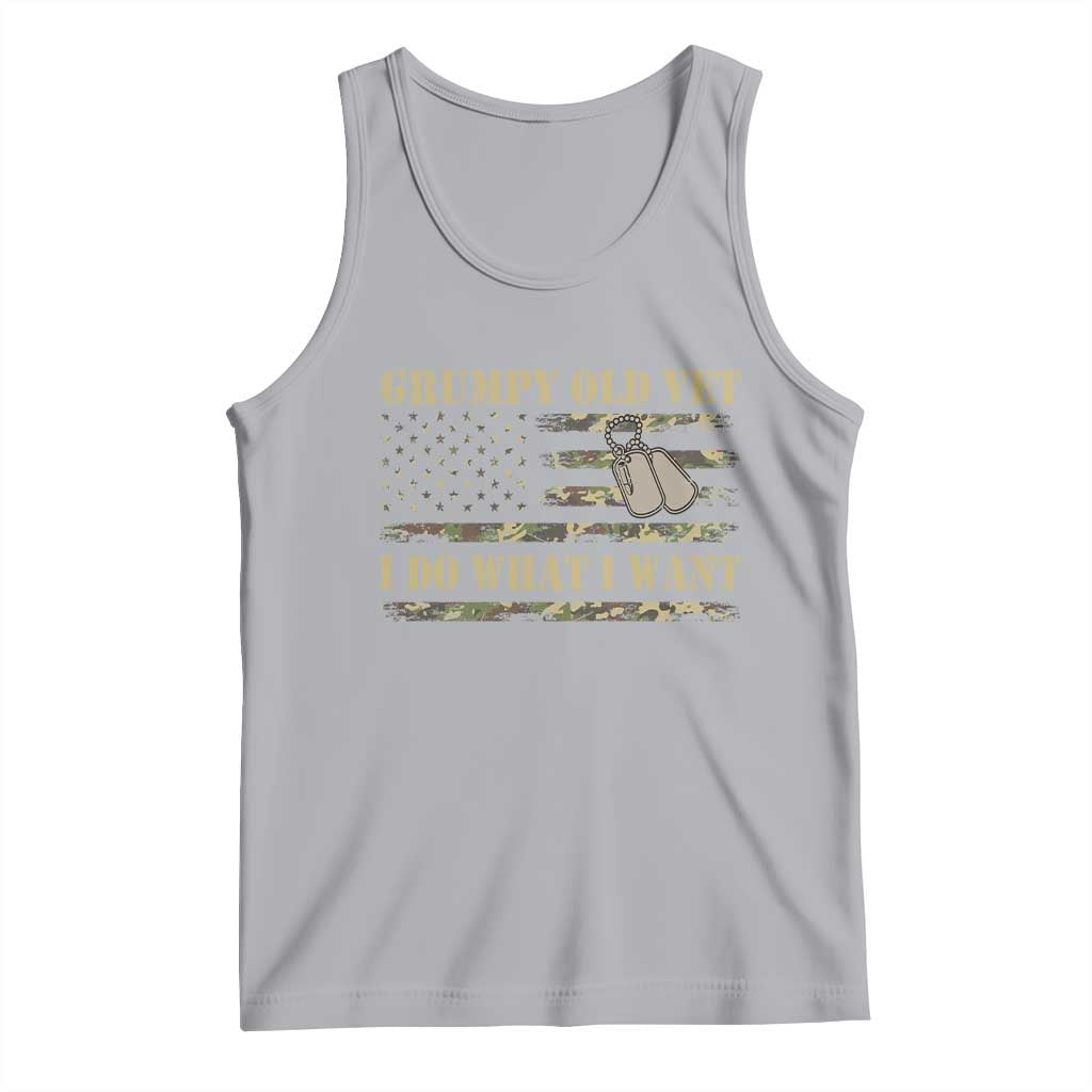 Funny Grumpy Old Vet I Do What I Want Tank Top Military Veteran Camo American Flag TS11 Athletic Heather Print Your Wear