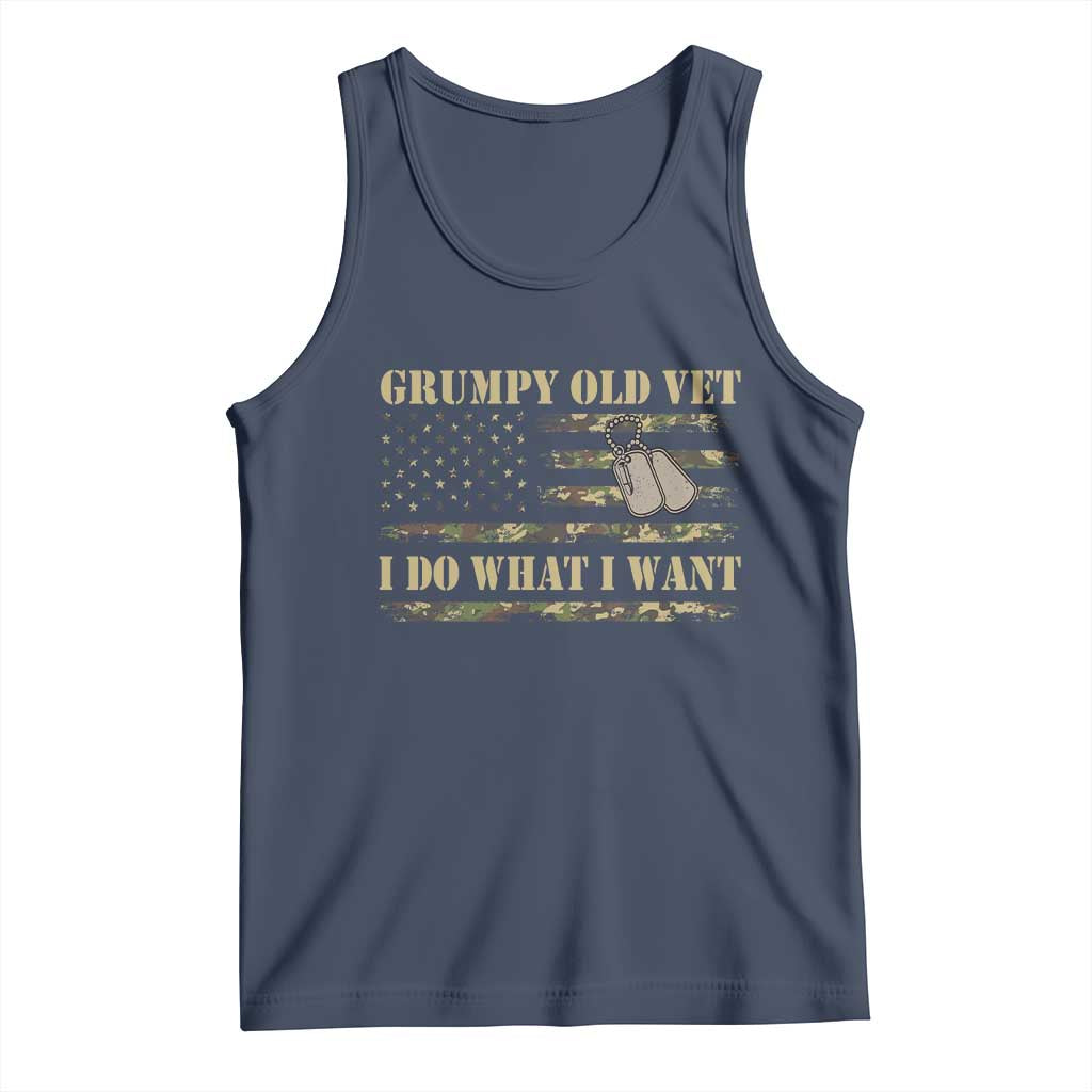 Funny Grumpy Old Vet I Do What I Want Tank Top Military Veteran Camo American Flag TS11 Navy Print Your Wear