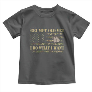 Funny Grumpy Old Vet I Do What I Want Toddler T Shirt Military Veteran Camo American Flag TS11 Dark Heather Print Your Wear
