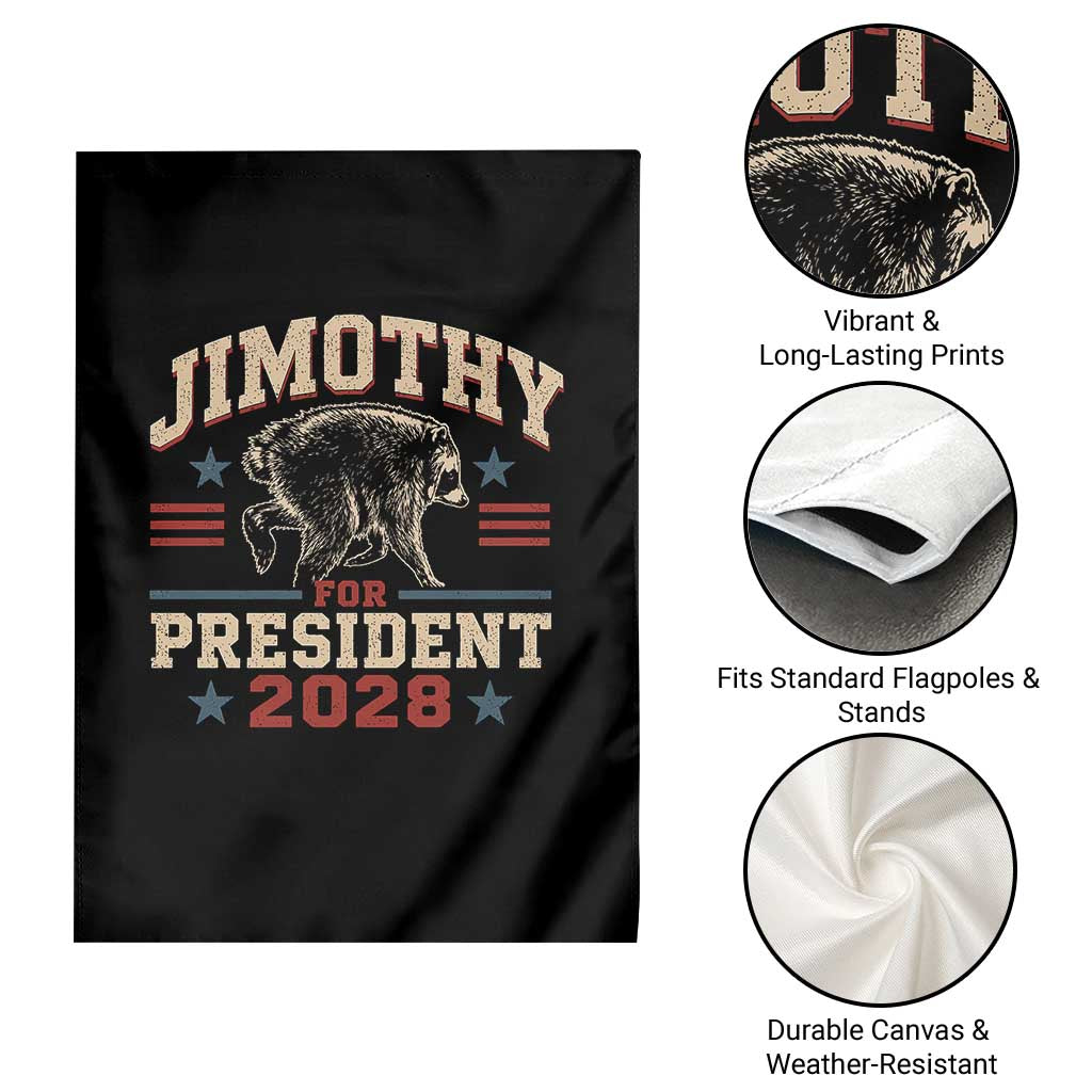 Jimothy For President 2028 Garden Flag Funny Jimothy The Raccoon Seattle Trash Panda Meme