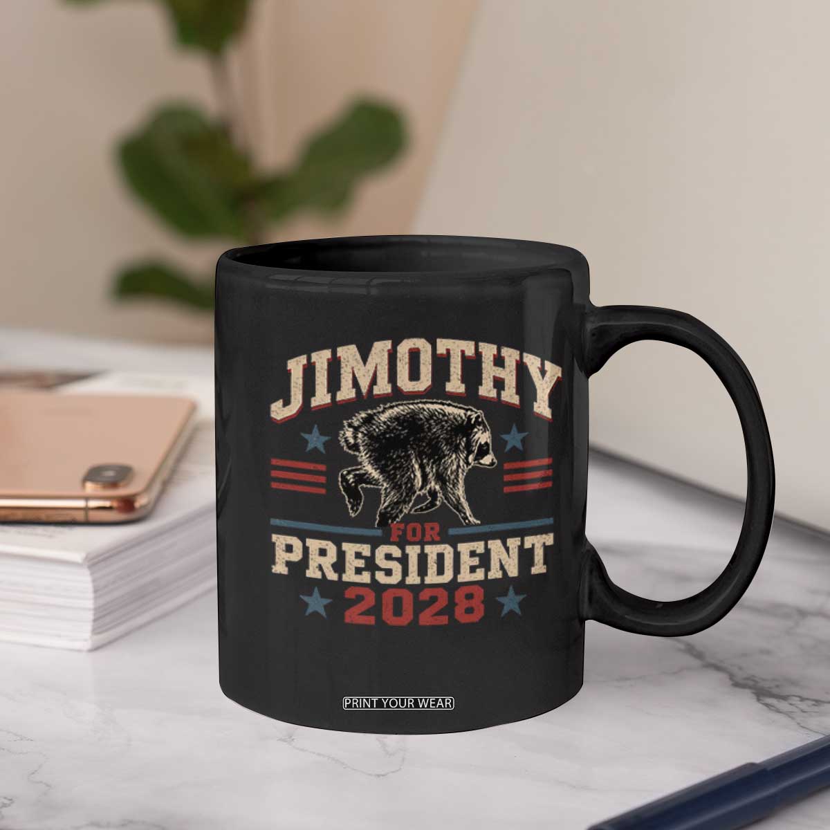 Jimothy For President 2028 Coffee Mug Funny Jimothy The Raccoon Seattle Trash Panda Meme