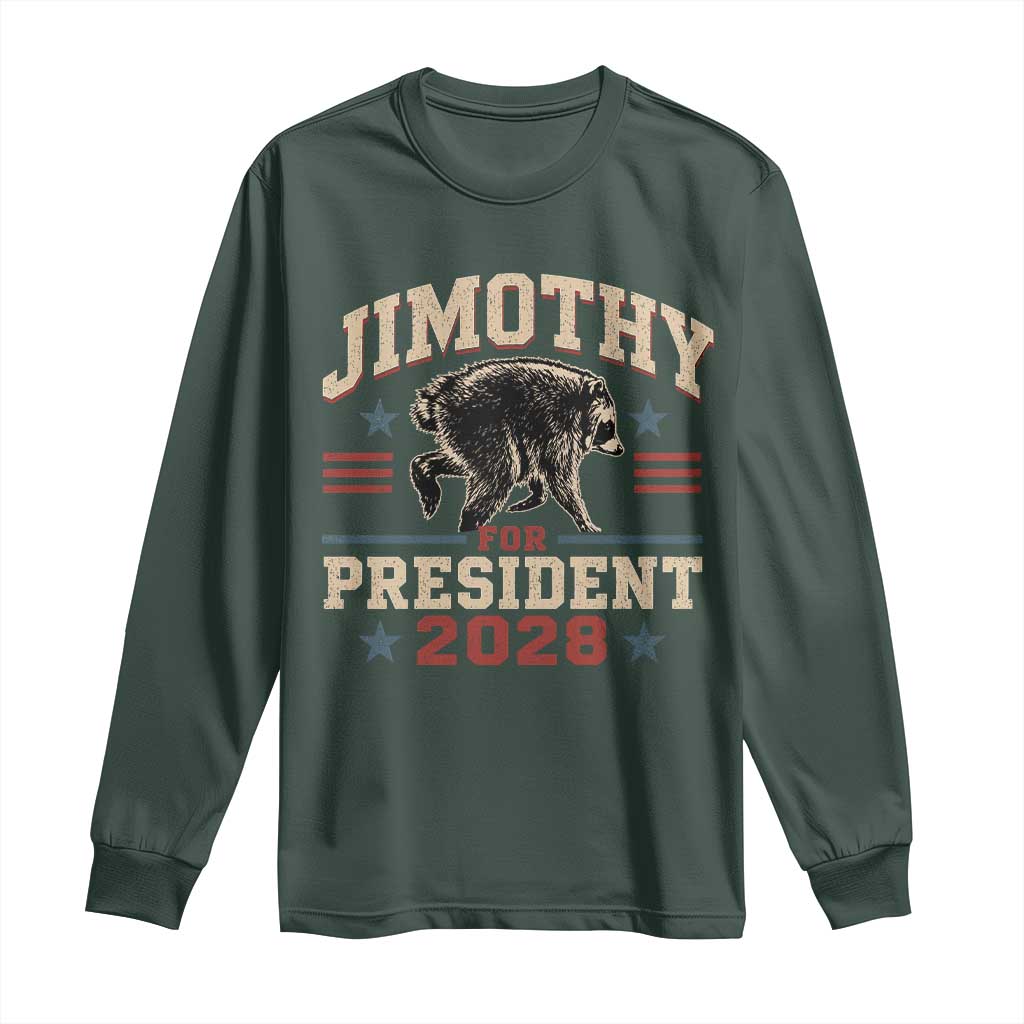 Jimothy For President 2028 Long Sleeve Shirt Funny Jimothy The Raccoon Seattle Trash Panda Meme