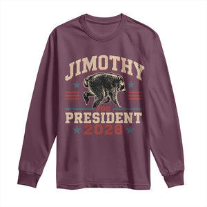 Jimothy For President 2028 Long Sleeve Shirt Funny Jimothy The Raccoon Seattle Trash Panda Meme