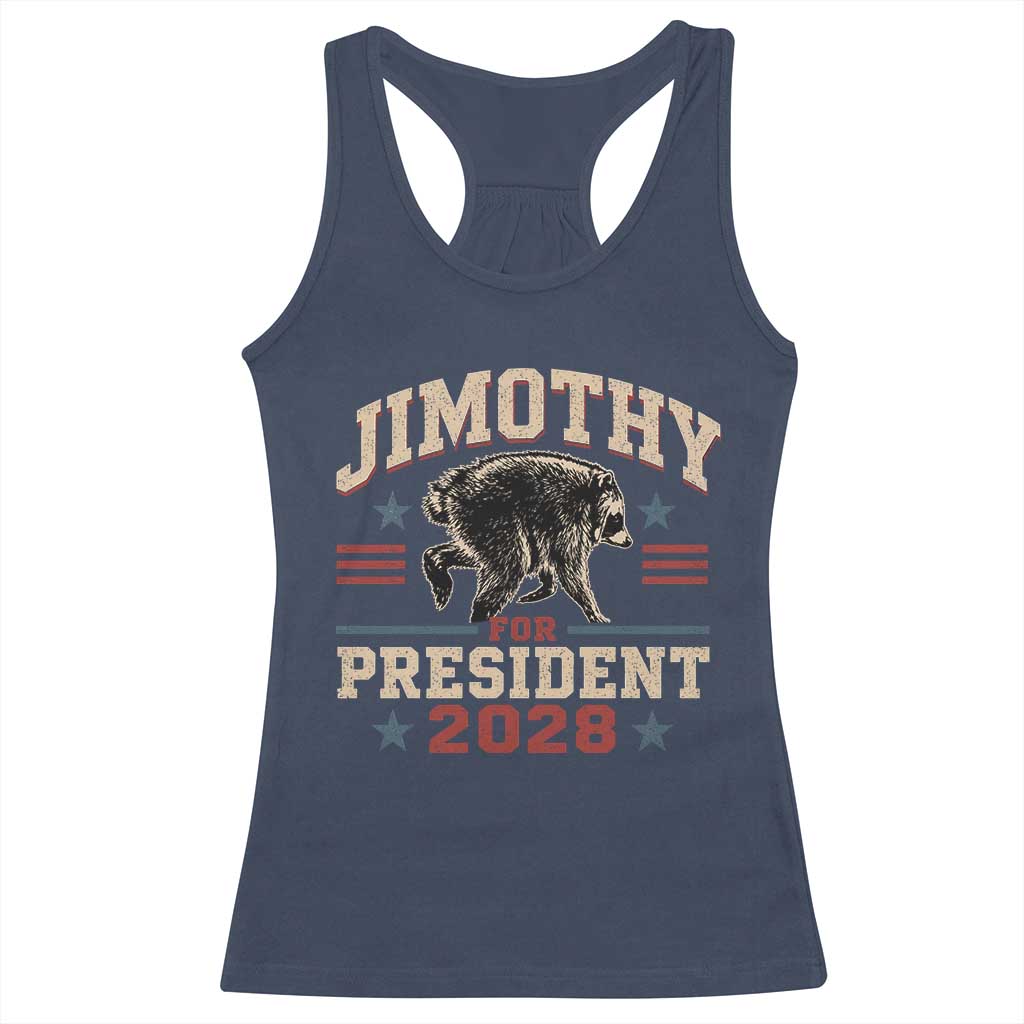 Jimothy For President 2028 Racerback Tank Top Funny Jimothy The Raccoon Seattle Trash Panda Meme