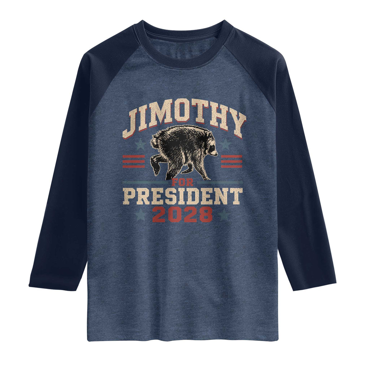 Jimothy For President 2028 Raglan Shirt Funny Jimothy The Raccoon Seattle Trash Panda Meme