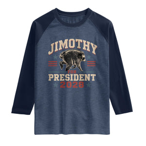 Jimothy For President 2028 Raglan Shirt Funny Jimothy The Raccoon Seattle Trash Panda Meme
