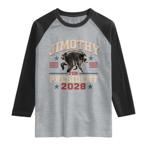 Jimothy For President 2028 Raglan Shirt Funny Jimothy The Raccoon Seattle Trash Panda Meme
