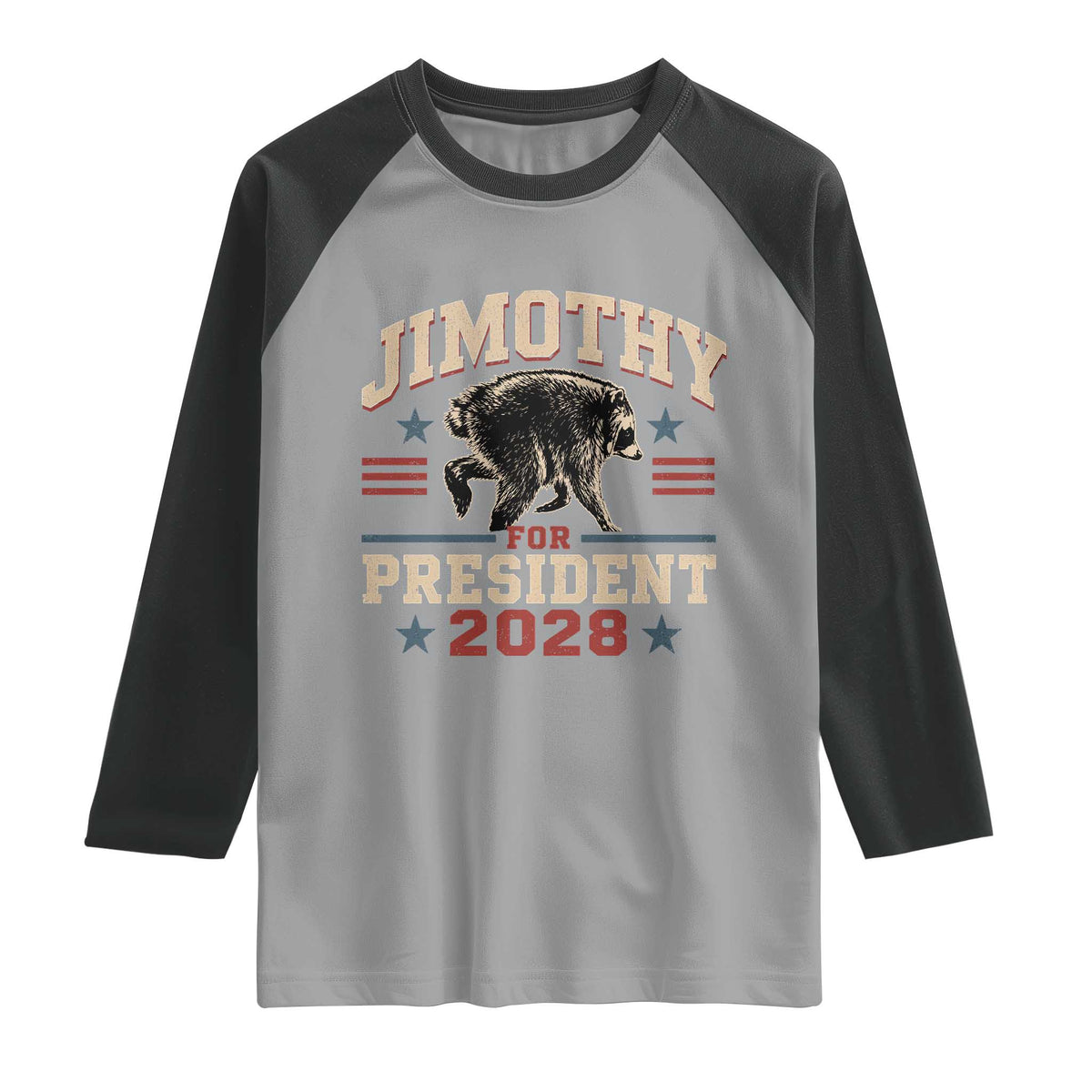 Jimothy For President 2028 Raglan Shirt Funny Jimothy The Raccoon Seattle Trash Panda Meme