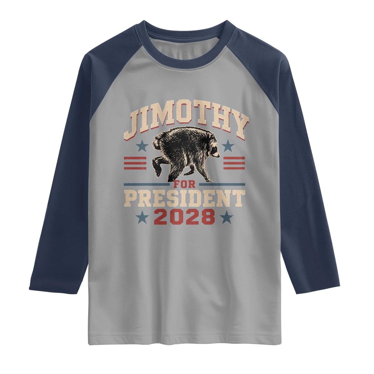 Jimothy For President 2028 Raglan Shirt Funny Jimothy The Raccoon Seattle Trash Panda Meme