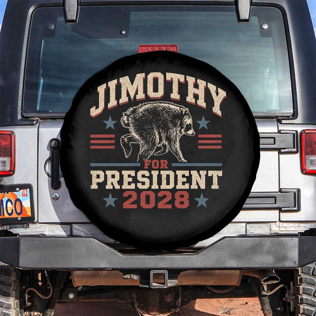Jimothy For President 2028 Spare Tire Cover Funny Jimothy The Raccoon Seattle Trash Panda Meme TS11 No hole Black Print Your Wear