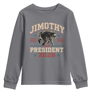 Jimothy For President 2028 Youth Sweatshirt Funny Jimothy The Raccoon Seattle Trash Panda Meme