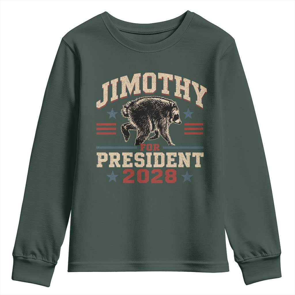 Jimothy For President 2028 Youth Sweatshirt Funny Jimothy The Raccoon Seattle Trash Panda Meme
