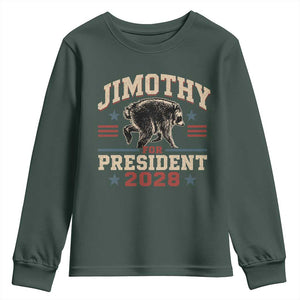 Jimothy For President 2028 Youth Sweatshirt Funny Jimothy The Raccoon Seattle Trash Panda Meme