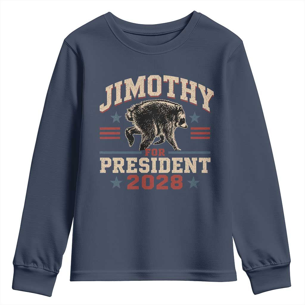 Jimothy For President 2028 Youth Sweatshirt Funny Jimothy The Raccoon Seattle Trash Panda Meme