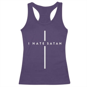 I Hate Satan Funny Christian Faith Statement Racerback Tank Top