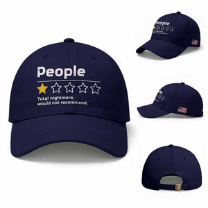 People 1 Star Total Nightmare Would Not Recommend Baseball Cap Funny Sarcastic