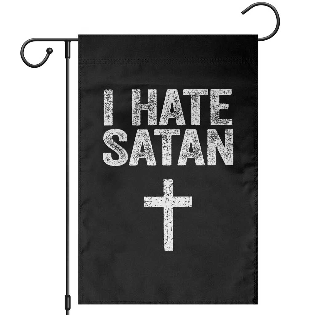 I Hate Satan Garden Flag Funny Christian Jesus Cross TS11 Black Print Your Wear