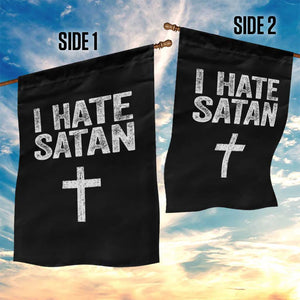 I Hate Satan Garden Flag Funny Christian Jesus Cross