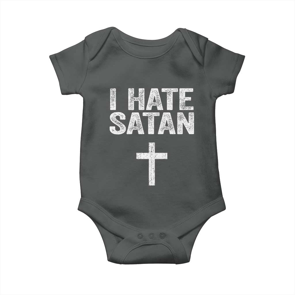 I Hate Satan Baby Onesie Funny Christian Jesus Cross