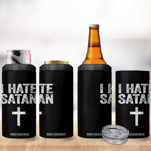 I Hate Satan 4 in 1 Can Cooler Tumbler Funny Christian Jesus Cross