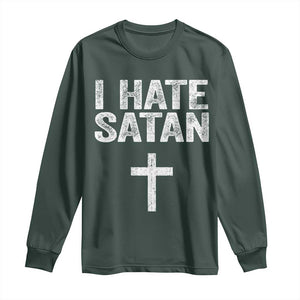 I Hate Satan Long Sleeve Shirt Funny Christian Jesus Cross