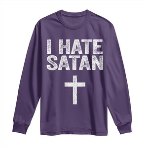 I Hate Satan Long Sleeve Shirt Funny Christian Jesus Cross