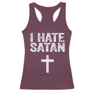 I Hate Satan Racerback Tank Top Funny Christian Jesus Cross