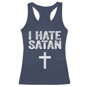 I Hate Satan Racerback Tank Top Funny Christian Jesus Cross