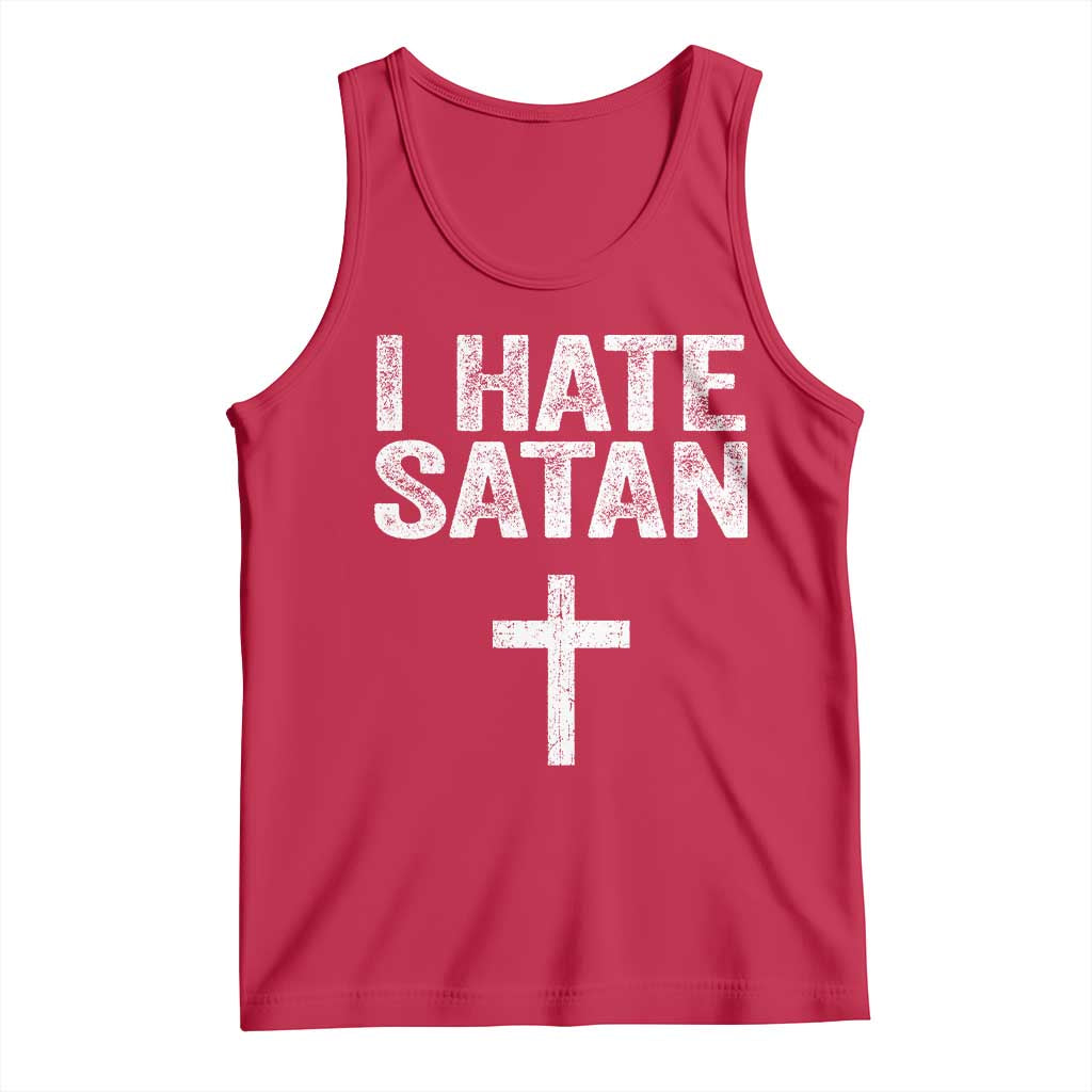 I Hate Satan Tank Top Funny Christian Jesus Cross