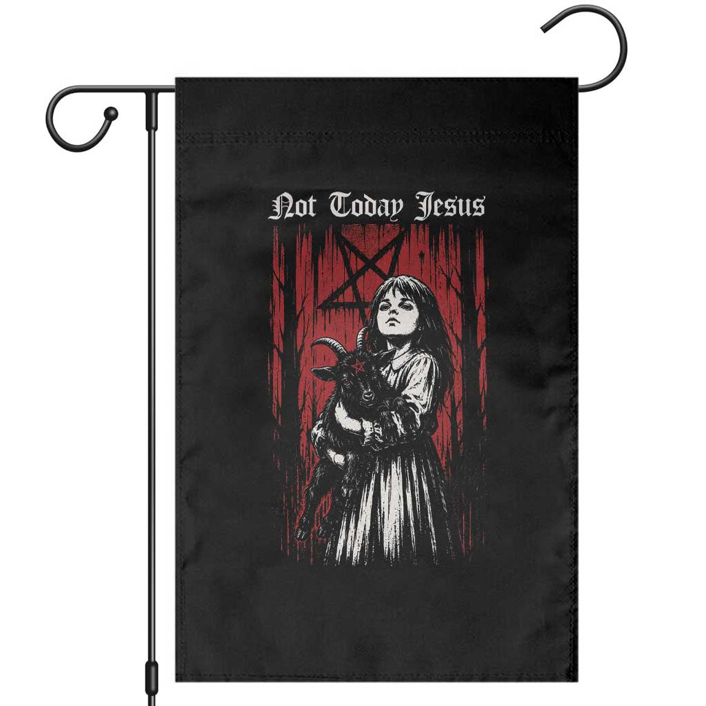 Not Today Jesus Gothic Dark Art Creepy Halloween Garden Flag TS11 Black Print Your Wear