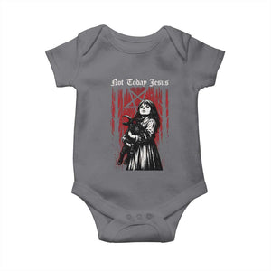 Not Today Jesus Gothic Dark Art Creepy Halloween Baby Onesie