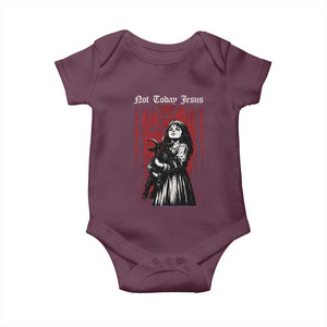 Not Today Jesus Gothic Dark Art Creepy Halloween Baby Onesie