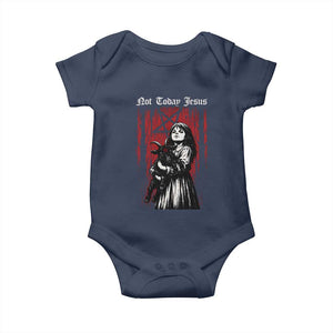 Not Today Jesus Gothic Dark Art Creepy Halloween Baby Onesie