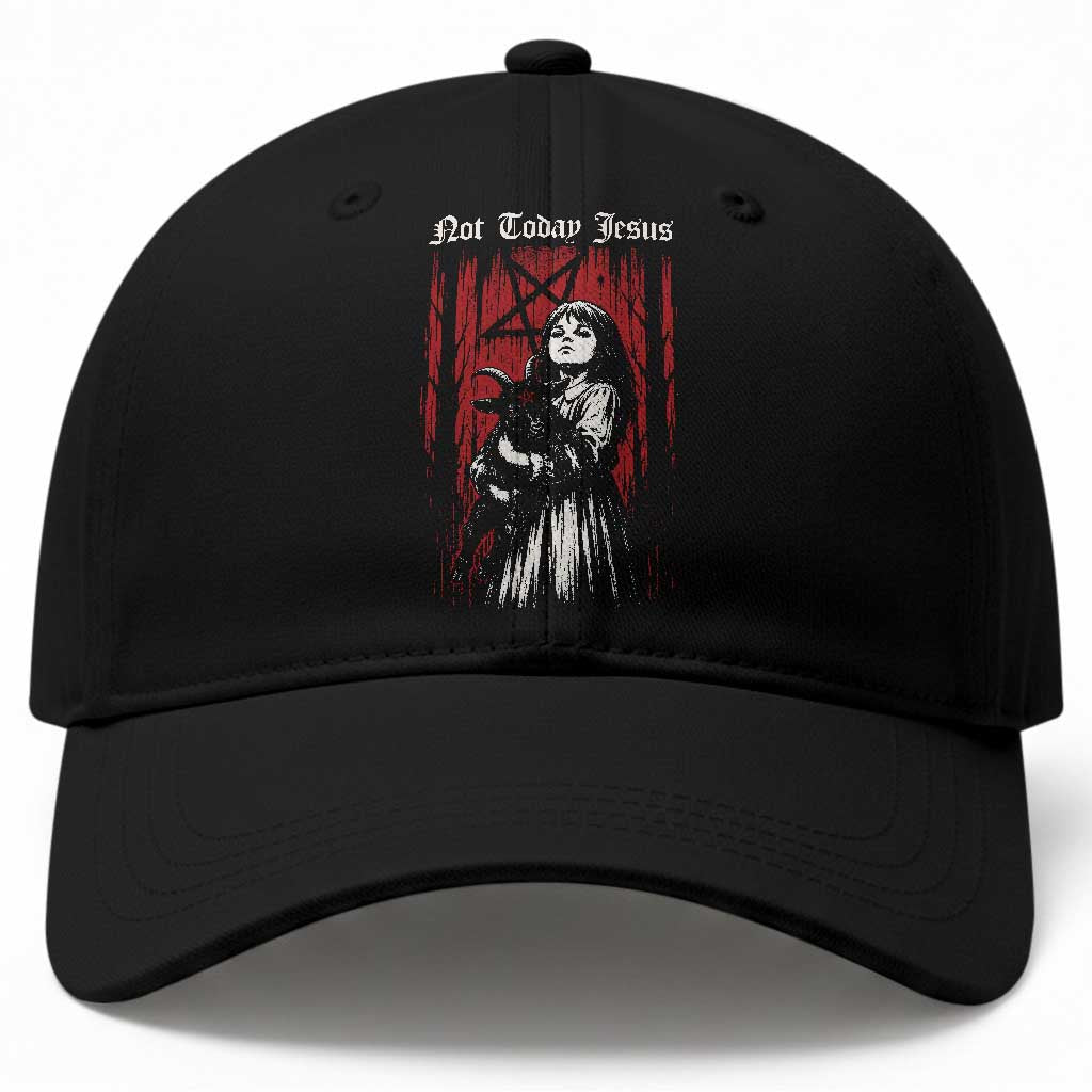 Not Today Jesus Gothic Dark Art Creepy Halloween Baseball Cap