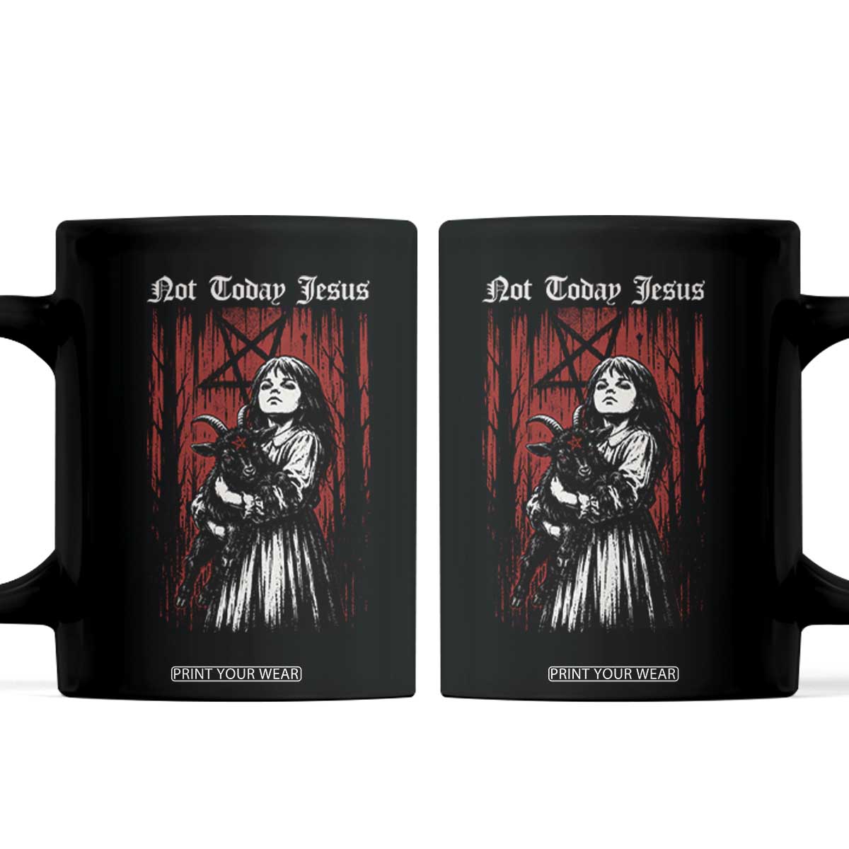 Not Today Jesus Gothic Dark Art Creepy Halloween Coffee Mug
